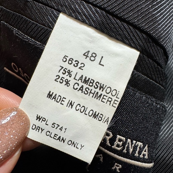 VTG Oscar De La Renta Men’s Wool  Cashmere Black Sports Coat Blazer 48L - Picture 8 of 8